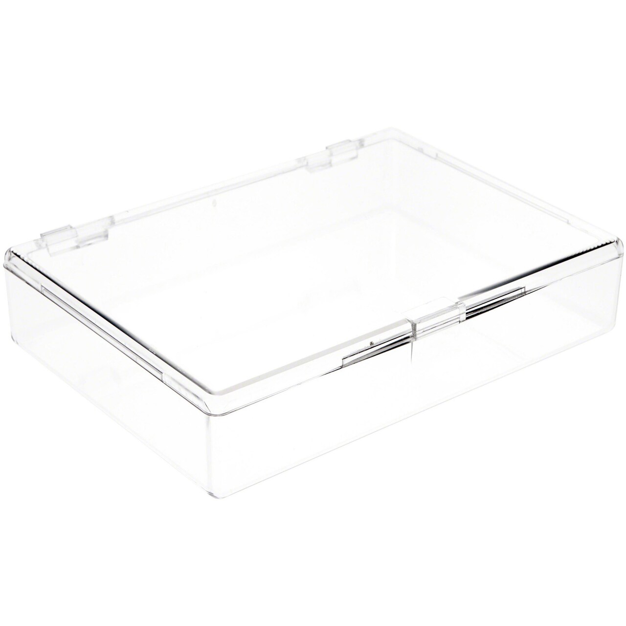 Pioneer Plastics 575C Clear Rectangular Plastic Container with Snap Closure Lid, 7" W x 5" D x 1.25" H
